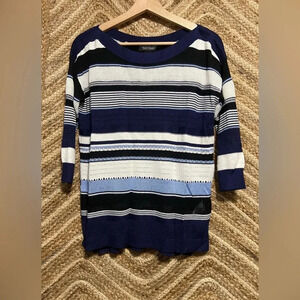 White House Black Market Women's Striped Lightweight Open Knit Sweater,Size XS